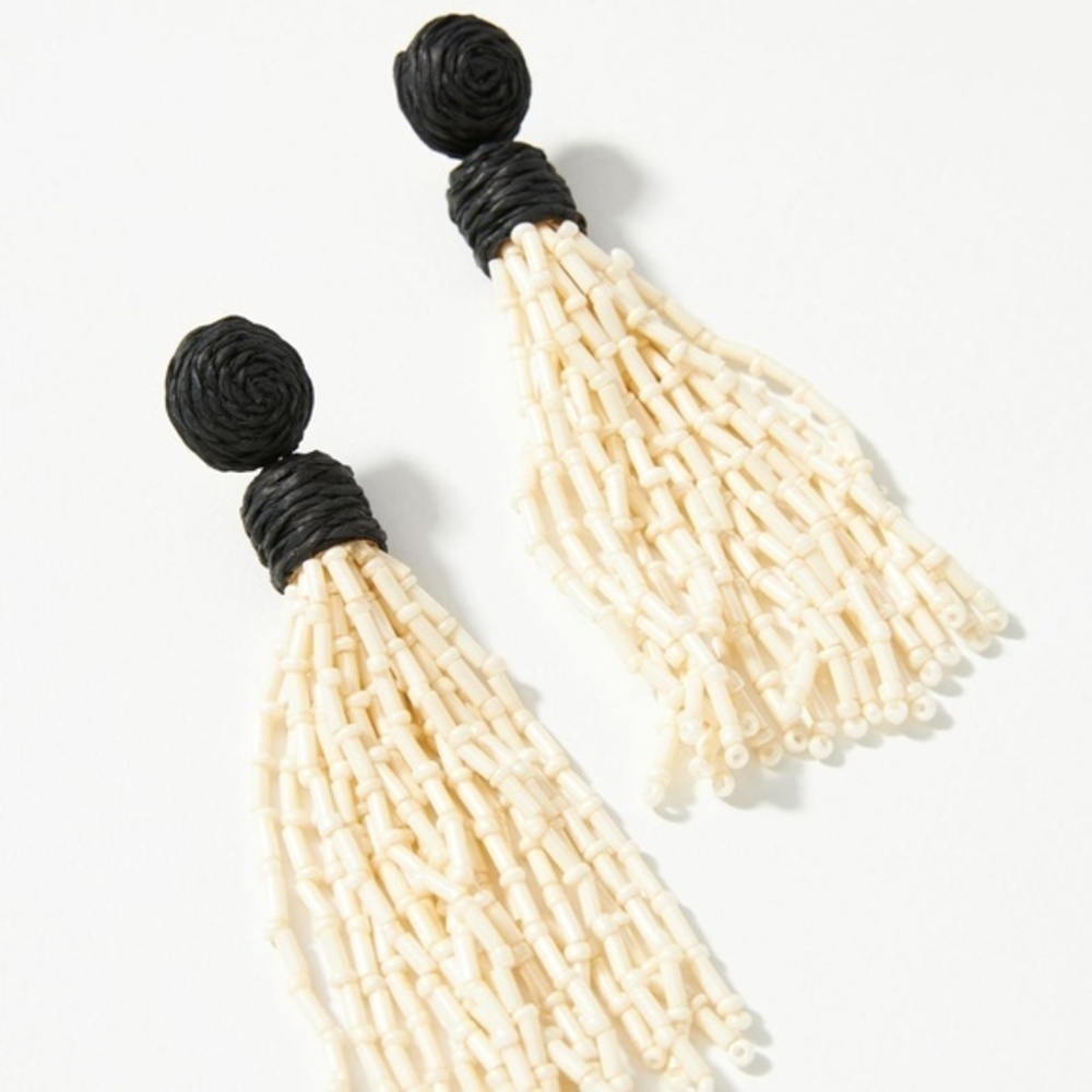 Anthropologie Tassel  Drop Beaded Earrings